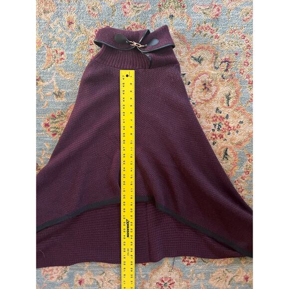 Eggplant Purple Poncho with Metal Buckle Collar - Picture 6 of 6